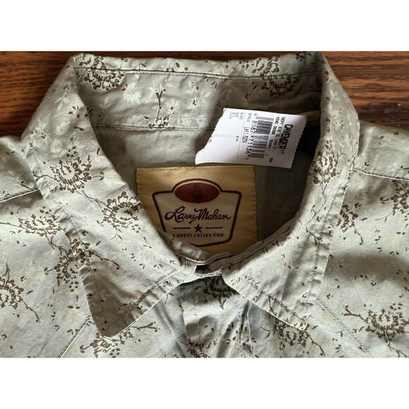 Larry Mahan Western Shirt Diamond Pearl Snap Men XL Paisley Floral Sawtooth - Picture 5 of 12